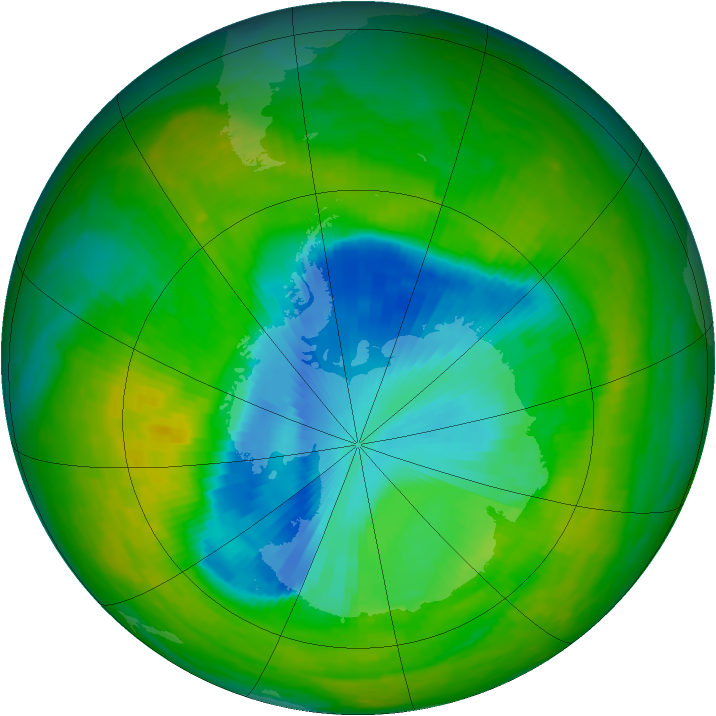 Antarctic ozone map for 01 December 1989